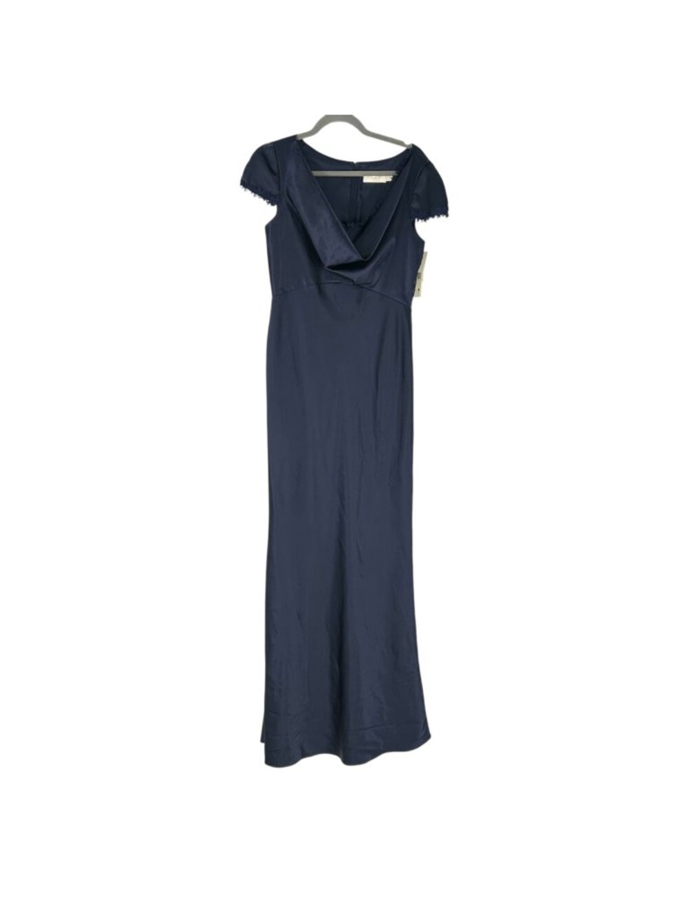 NWT Eliza J Navy Satin Draped Neck Maxi Dress
